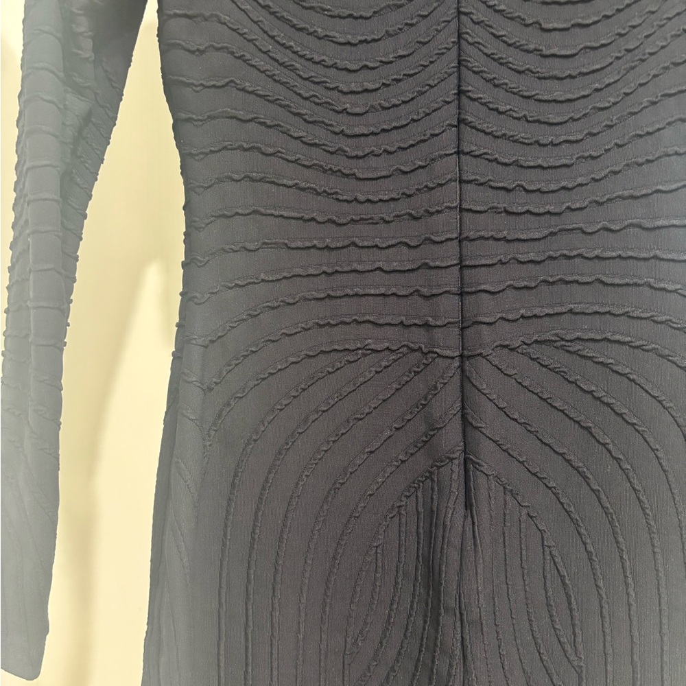 bebe Black Textured Wave-Pattern Long Sleeve MIDI Dress S - Picture 6 of 8